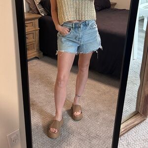 TALULAH Light Blue Distressed Jean Shorts